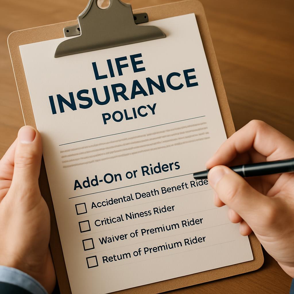 Illustration of various life insurance policy riders and additional benefits
