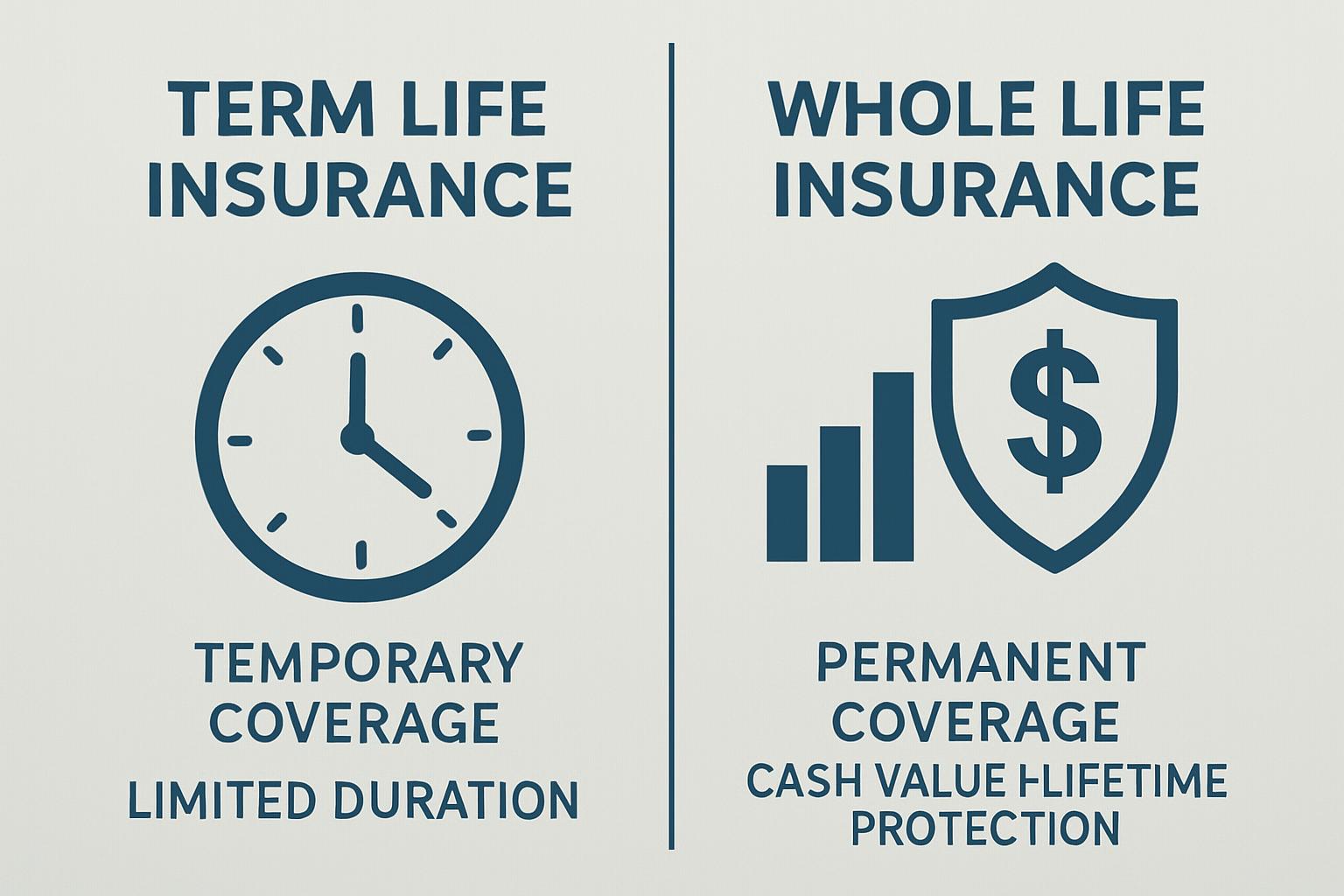 Comparison chart showing differences between term and whole life insurance policies